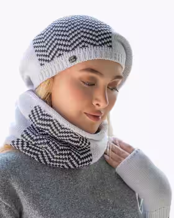 ست سه تکه کلاه و شال گردن و دستکش طرح زیگزالی Endless